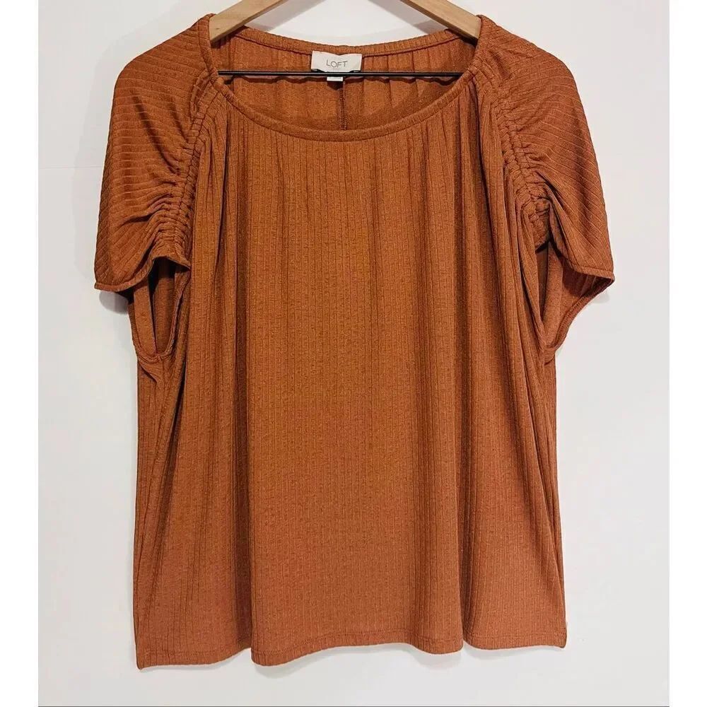 LOFT Outlet Light Burnt Orange Short Sleeve Top Size L